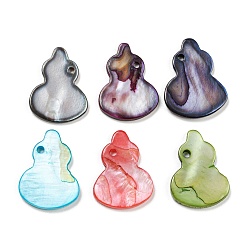 Mixed Color Dyed Natural Freshwater Shell Pendants, Gourd Charms, Mixed Color, 20.5~21x15~16x2~3mm, Hole: 1.5mm