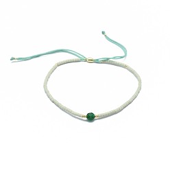 Agate Naturelle Bracelets réglables en agate naturelle tressée, avec cordon en nylon et perles de rocailles / perles heishi, 4.3~7.95 cm, 1.5 mm
