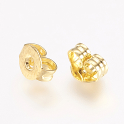 Golden Brass Ear Nuts, Butterfly Earring Backs for Post Earrings, Golden, about 5mm wide, 5.5mm long, hole: 1mm