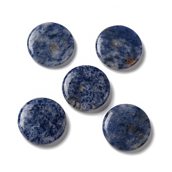 Jaspe Avec Point Bleu Pendentifs de jaspe tache bleue naturelle, charmes rondes plates, 30x6~7.5mm, Trou: 1.2mm