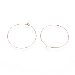 Rose Gold Ion Plating(IP) 316L Surgical Stainless Steel Hoop Earring Findings, Wine Glass Charms Findings, Rose Gold, 25x0.8mm, 20 Gauge