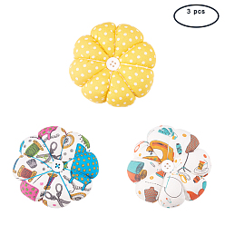 Mixed Color Cloth Needle Pin Cushions, with Cotton and Rubber, Flower, Mixed Color, 89x34mm, 86x33mm, 89x34mm, 3pcs/set