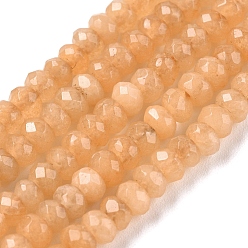 Light Salmon Dyed Natural Malaysia Jade Rondelle Beads Strands, Faceted, Light Salmon, 4x2~3mm, Hole: 1mm, about 115pcs/strand, 14 inch