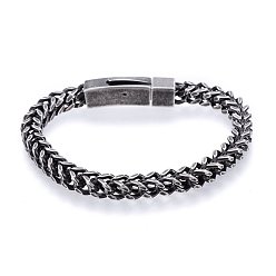 Antique Silver 304 Stainless Steel Chain Bracelets, with Bayonet Clasps, Antique Silver, 8-5/8 inch(22cm), 6.5x6.5mm