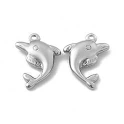 Stainless Steel Color 201 Stainless Steel Charms, Dolphin Charm, Stainless Steel Color, 25x19x5mm, Hole: 1.6mm