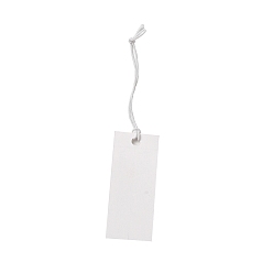 Blanc Fumé Étiquettes de prix du papier, avec cordon élastique, rectangle, fumée blanche, 8.3 cm, rectangle: 39.5x17x0.3 mm