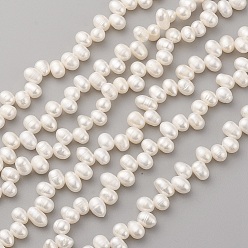 Old Lace Natural Cultured Freshwater Pearl Beads Strands, Oval, Old Lace, 8~14x5~6mm, Hole: 0.5mm, about 66pcs/strand, 14.1 inch(36cm)