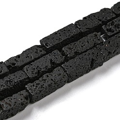 Lava Rock Natural Lava Rock Beads Strands, Rectangle, 13~14x4~5x4~5mm, Hole: 0.7mm, about 29pcs/strand, 15.28~15.47 inch(38.8~39.3cm)
