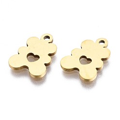 Golden 201 Stainless Steel Charms, Laser Cut Pendants, Bear with Heart, Golden, 12.5x9x1mm, Hole: 1.2mm