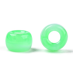 Vert Clair Perles acryliques, deux tons, baril, vert clair, 9x6mm, Trou: 3.7mm, environ1700 pcs / 500 g