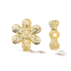 Champagne Gold Transparent with Glitter Acrylic Beads, Flower, Champagne Gold, 16.5x15x5mm, Hole: 1.5mm, about 1000pcs/500g