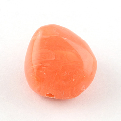 Coral Nuggets Imitation Gemstone Acrylic Beads, Coral, 25x24x17mm, Hole: 3mm, about 84pcs/500g