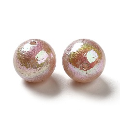 Terre De Sienne Placage uv perles acryliques opaques, iridescent, de couleur plaquée ab , ronde, Sienna, 18mm, Trou: 2mm