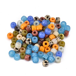 Pierre Mélangete Beads mixtes naturels et synthétiques, baril, 8x6mm, Trou: 2.5mm