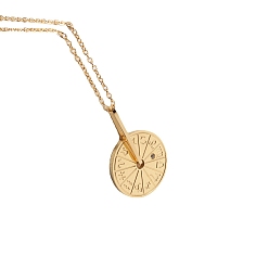 Golden 12 Constellation Rotating Wheel 201 Stainless Steel Pendant Necklace for Anxiety Stress Relief, Golden, 18.11 inch(46cm)