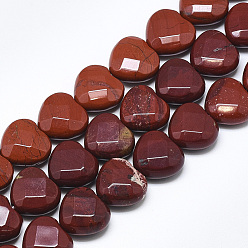 Red Rainbow Jasper Natural Red Rainbow Jasper Beads Strands, Faceted, Heart, 14.5~15x15~15.5x7~8mm, Hole: 1.2mm, about 14pcs/strand, 7.6 inch