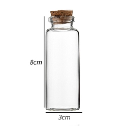 Clear Glass Bottle, with Cork Plug, Wishing Bottle, Column, Clear, 3x8cm, Capacity: 40ml(1.35fl. oz)