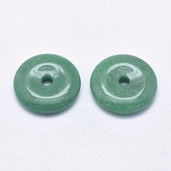 Aventurine Verte Pendentifs naturels aventurine verte, disque de donut / pi, largeur de l'anneau: 17 mm, 40x8mm, Trou: 6mm
