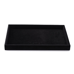 Negro Madera sintética joyería pantallas, cubiertos con terciopelo, negro, 350x240x32 mm