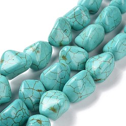 Turquoise Synthetic Turquoise Beads Strands, Dyed, Turquoise, 19~22x14~16mm, Hole, 1mm, about 20 pcs/strand, 15 inch, 8~9 strands/1000g