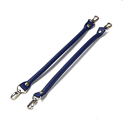 Dark Blue Microfiber Leather Sew on Bag Handles, with Alloy Swivel Clasps & Iron Studs, Bag Strap Replacement Accessories, Dark Blue, 35.8x2.55x1.3cm
