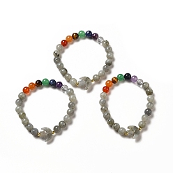 Лабрадорита Женские браслеты из бусин из натурального лабрадорита и смешанных драгоценных камней с луной и звездой, внутренний диаметр: 2 дюйм (5.2 см)