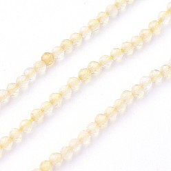 Citrine Natural Citrine Beads Strands, Faceted, Round, 2~2.5mm, Hole: 0.5mm, about 180~200pcs/strand, 14.5~16.1 inch(37~41cm)