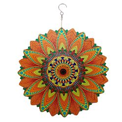 Colorful 3D Metal Hanging Wind Spinners, Polychromatic Sunflower Wind Sculpture, for Indoor Outdoor Garden Decoration, Colorful, 300mm