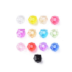 Mixed Color Transparent Acrylic Beads, Faceted, Square, Mixed Color, 5.5x5.5x5.5mm, Hole: 1.8mm, about 4485pcs/500g
