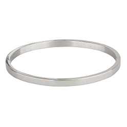 Stainless Steel Color 304 Stainless Steel Bangles, Stainless Steel Color, 50x59mm, 4mm