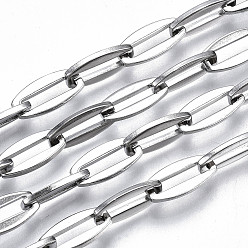 Stainless Steel Color 304 Stainless Steel Link Chains, with Spool, Unwelded, Nickel Free, Oval, Stainless Steel Color, 13.5x6.5x1.3mm, about 32.8 Feet(10m)/roll