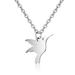 Stainless Steel Color 201 Stainless Steel Pendants Necklaces, Bird, Stainless Steel Color, 16.3 inch(40cm)x1mm