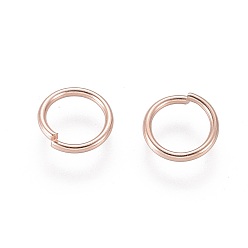 Oro Rosa 304 de acero inoxidable anillos del salto abierto, oro rosa, 18 calibre, 8x1 mm, diámetro interior: 6 mm