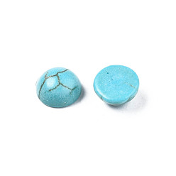 Dark Turquoise Craft Findings Dyed Synthetic Turquoise Gemstone Flat Back Dome Cabochons, Half Round, Dark Turquoise, 4x2mm