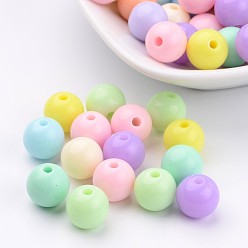 Couleur Mélangete Solides perles bubblegum trapu acrylique à billes, ronde, couleur mixte, 14mm, trou: 2 mm, environ 310 pcs / 500 g