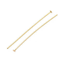 Real 18K Gold Plated Brass Flat Head Pins, Real 18K Gold Plated, 45x0.7mm, 21 Gauge, Head: 2mm