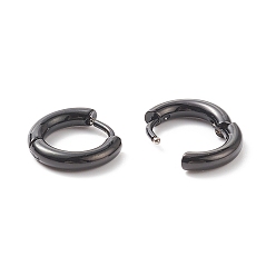 Electrophoresis Black 304 Stainless Steel Huggie Hoop Earrings, Hypoallergenic Earrings, Thick Hoop Earrings, Ring, Electrophoresis Black, 10 Gauge, 11.87x12.96x2.59mm