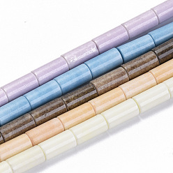 Color mezclado Ágata natural de hebras, teñido, columna, color mezclado, 8.5x4 mm, agujero: 1 mm, sobre 47 unidades / cadena, 15.7 pulgada