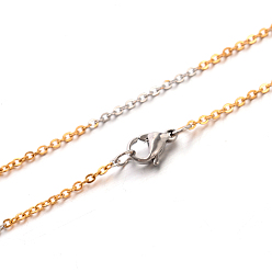 Mixed Color 304 Stainless Steel Cable Chains Necklaces, Golden and Stainless Steel Color, 19.7 inch(50cm)