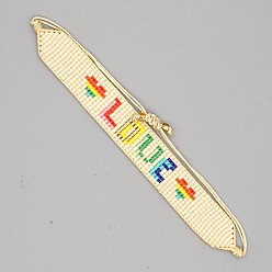 Colorido Pulsera de cuentas trenzadas con semillas de miyuki, pulsera ajustable con palabras, colorido, Sin tamaño
