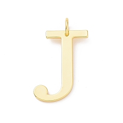 Letter J Brass Pendants, Long-Lasting Plated, with Jump Ring, Letter, Golden, Letter.J, 27x20.5x1.5mm, Hole: 3.5mm