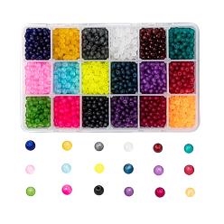 Mixed Color 18 Colors Transparent Glass Beads, for Beading Jewelry Making, Frosted, Round, Mixed Color, 4mm, Hole: 1.3~1.6mm, about 200pcs/color, 18 Colors, 3600pcs/box