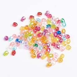 Couleur Mélangete Perles acryliques transparentes, couleur ab , ronde à facettes, couleur mixte, couleur mixte, 4x3.5mm, Trou: 1mm, environ16400 pcs / 500 g