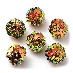 Jaune Vert Paillette en plastique pvc avec pendentifs en perles de graines de verre, avec boucles en fer, charmes de fleurs, jaune vert, 18x17mm, Trou: 4.3mm