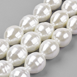 WhiteSmoke Shell Pearl Beads Strands, teardrop, WhiteSmoke, 16~16.5x13~13.5mm, Hole: 1mm, about 25pcs/strand, 15.7 inch(39.8cm)