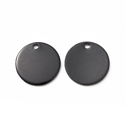 Electrophoresis Black 304 Stainless Steel Pendants, Blank Stamping Tag, Flat Round, Electrophoresis Black, 15x1mm, Hole: 1.5mm