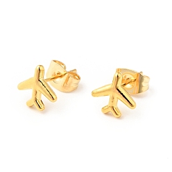 Golden 304 Stainless Steel Tiny Airplane Stud Earrings with 316 Stainless Steel Pins for Women, Golden, 8x8mm, Pin: 0.6mm