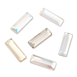 Mixed Color K5 Glass Rhinestone Cabochons, Flat Back & Back Plated, Faceted, Rectangle, Mixed Color, 18x6x2.5mm