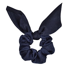 Prussian Blue Rabbit Ear Polyester Elastic Hair Accessories, for Girls or Women, Scrunchie/Scrunchy Hair Ties, Prussian Blue, 165mm