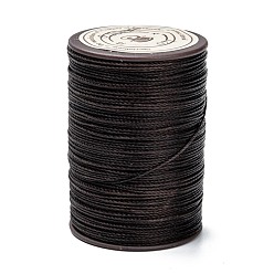Café Noir Ficelle ronde en fil de polyester ciré, cordon micro macramé, cordon torsadé, pour la couture de cuir, café noir, 0.55mm, environ 131.23 yards (120m)/rouleau